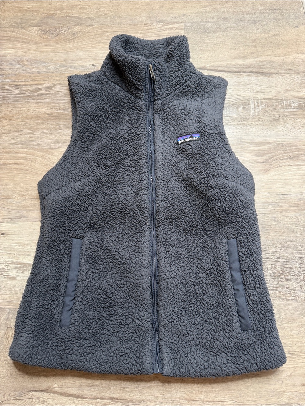 Women’s Patagonia Charcoal Sherpa Fleece Vest - Full Zip Size Small